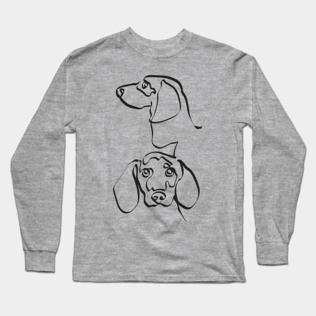 Abstract Line Beagle Long Sleeve T-Shirt by huebucket
